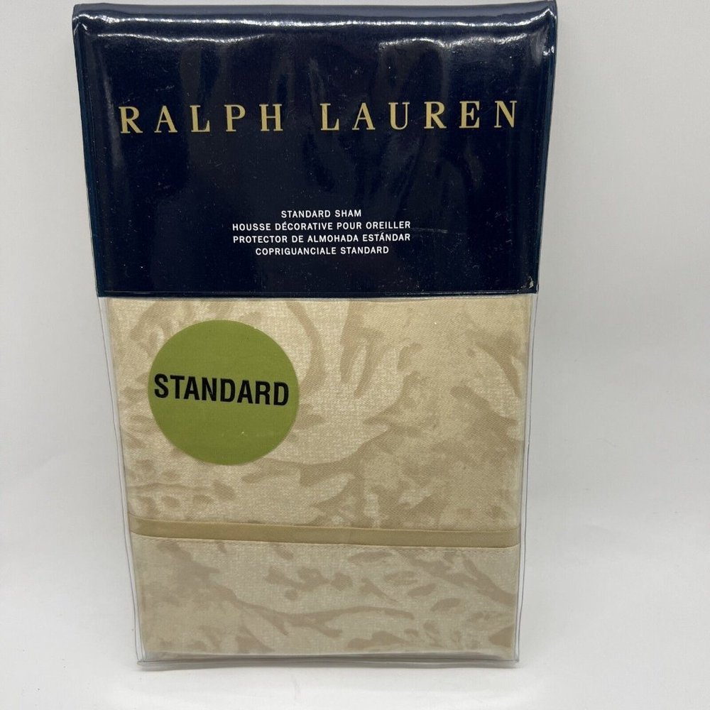 Ralph Lauren Fleur Du Roi Standard Sham Pillow $115 Tan Gold Archival Collection - Picture 2 of 6
